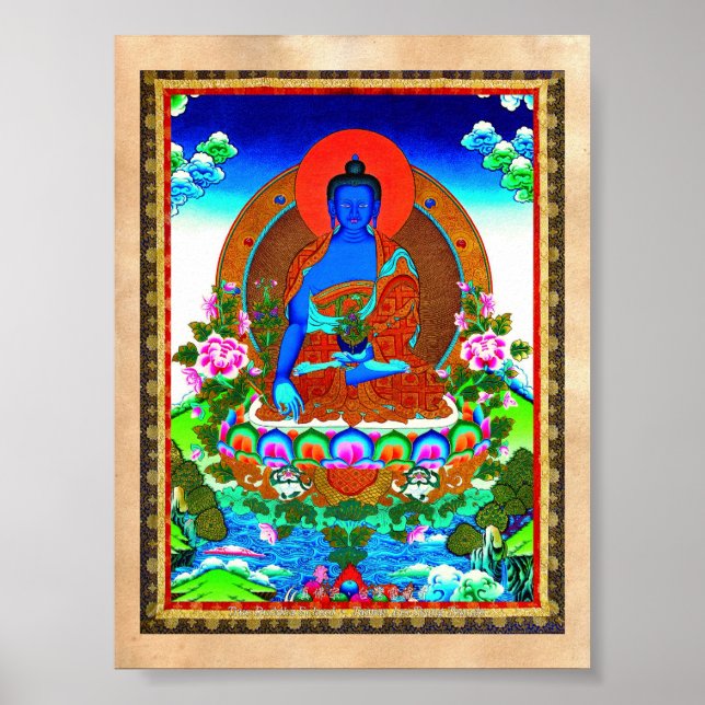 Poster Cool oriental tibetan thangka Bhaisajyaguru tattoo (Frente)