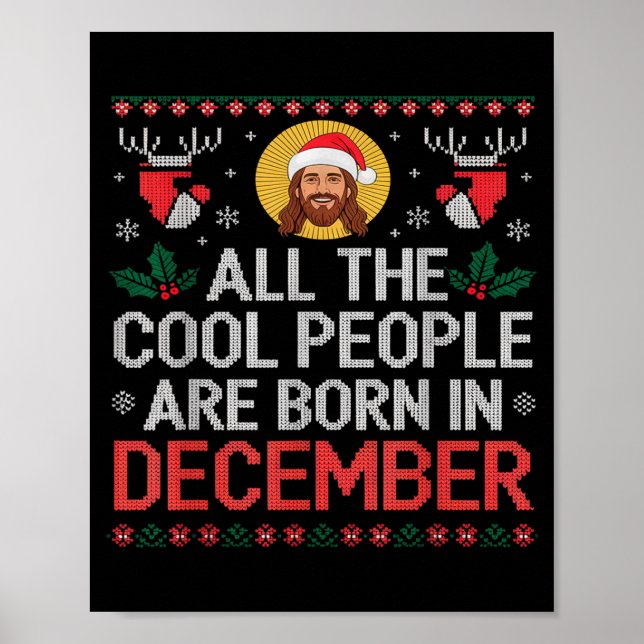 Poster Cool People Are Born In December Christian Christm (Frente)