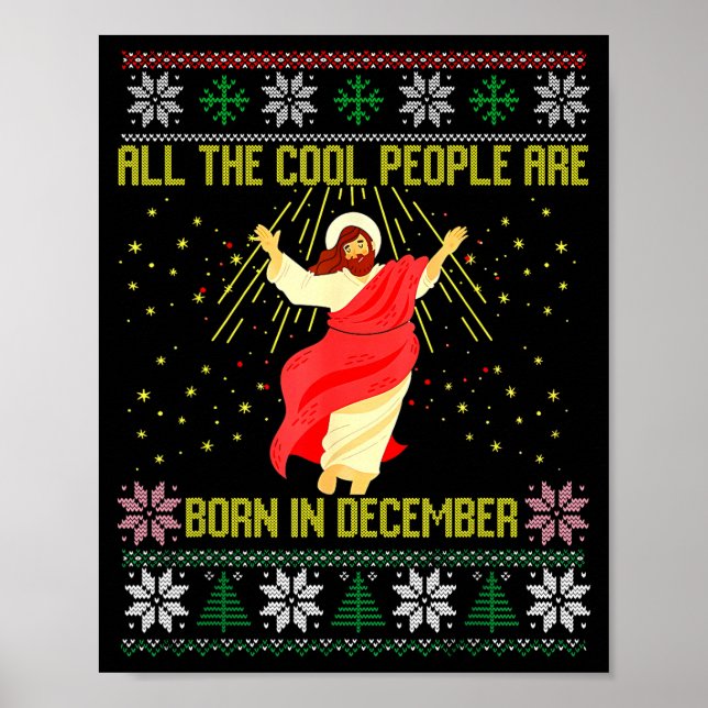 Poster Cool People Are Born In December Christian Christm (Frente)
