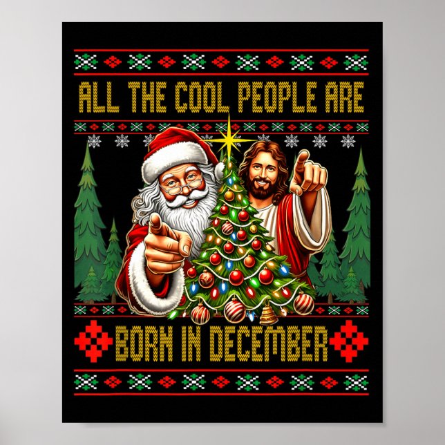 Poster Cool People Are Born In December Christian Christm (Frente)