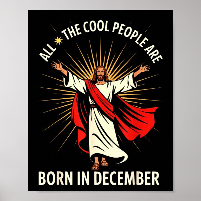 Poster Cool People Are Born In December Christian Christm (Frente)