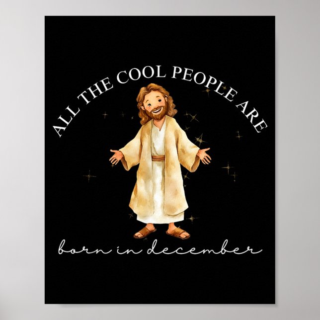 Poster Cool People Are Born In December Christian Christm (Frente)