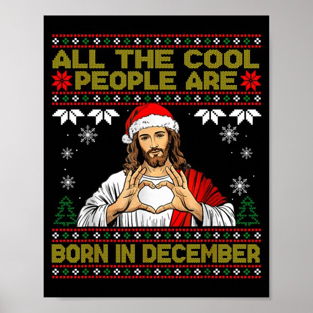 Poster Cool People Are Born In December Christian Christm (Frente)
