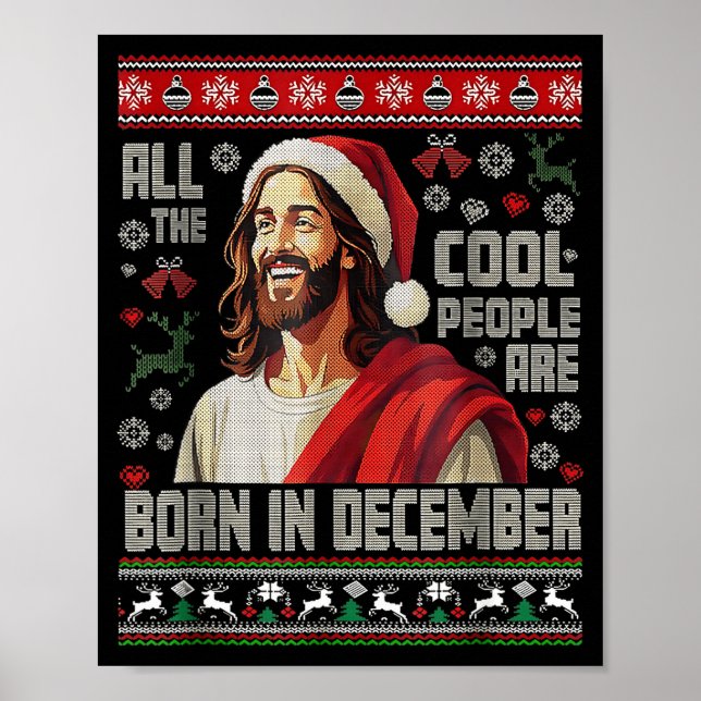 Poster Cool People Are Born In December Christian Christm (Frente)