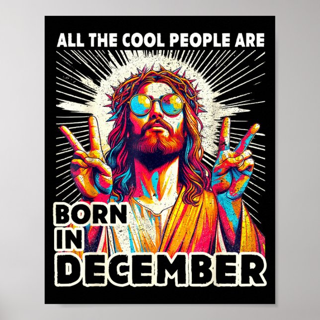 Poster Cool People Are Born In December Christian Christm (Frente)