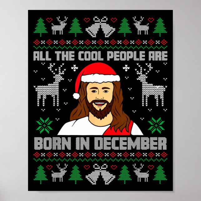 Poster Cool People Are Born In December Christian Christm (Frente)