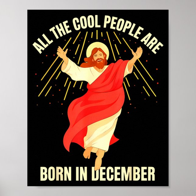 Poster Cool People Are Born In December Christian Christm (Frente)