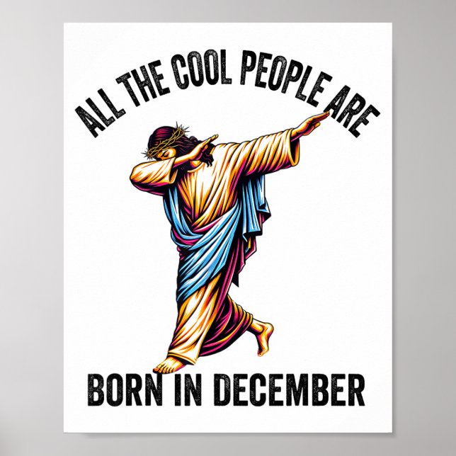 Poster Cool People Are Born In December Christian Christm (Frente)