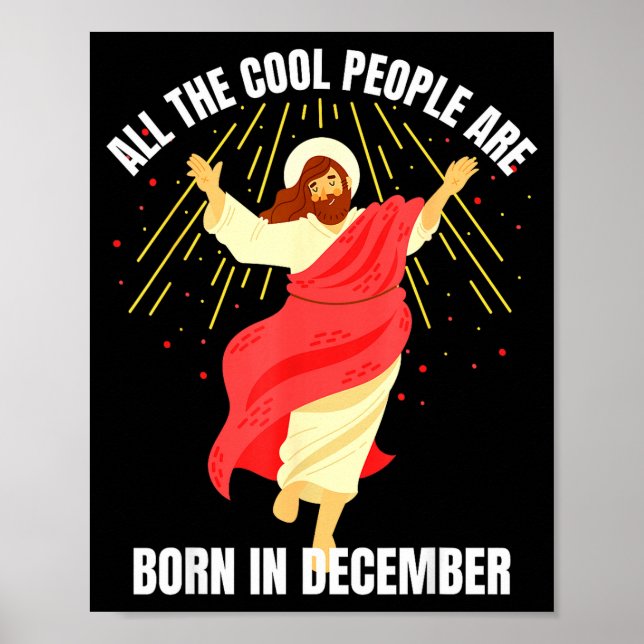 Poster Cool People Are Born In December Christian Christm (Frente)
