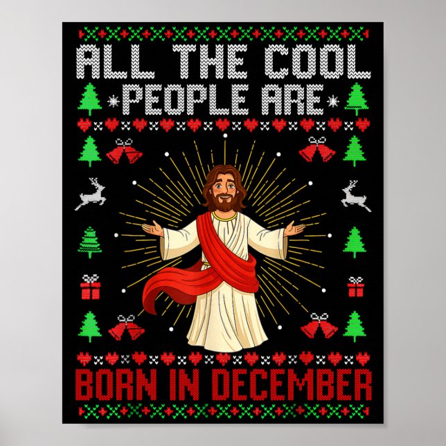 Poster Cool People Are Born In December Christian Christm (Frente)