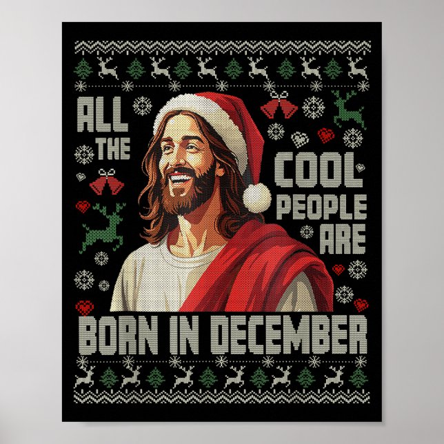 Poster Cool People Are Born In December Christian Christm (Frente)