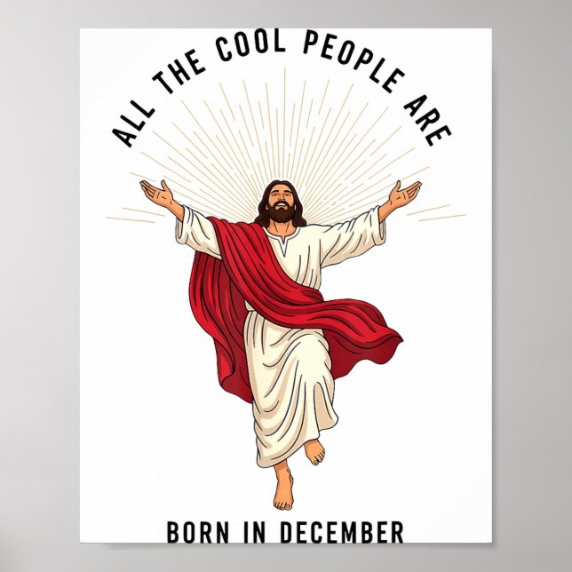 Poster Cool People Are Born In December Christian Jesus C (Frente)