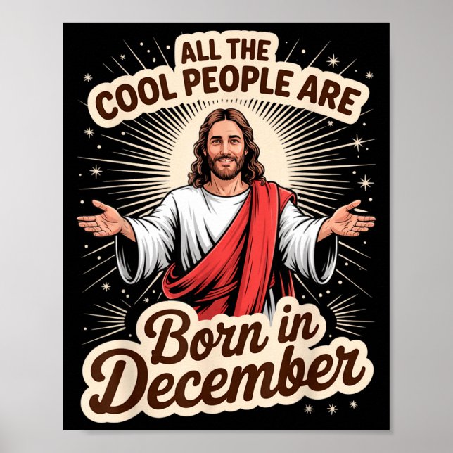 Poster Cool People Born In December Birthday Christian Ch (Frente)