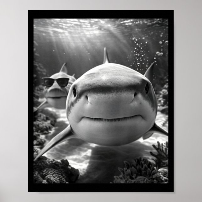 Poster Cool Shark Animal Selfie  (Frente)