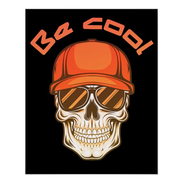Pôster Cool Skull with Cap and Sunglasses (Frente)