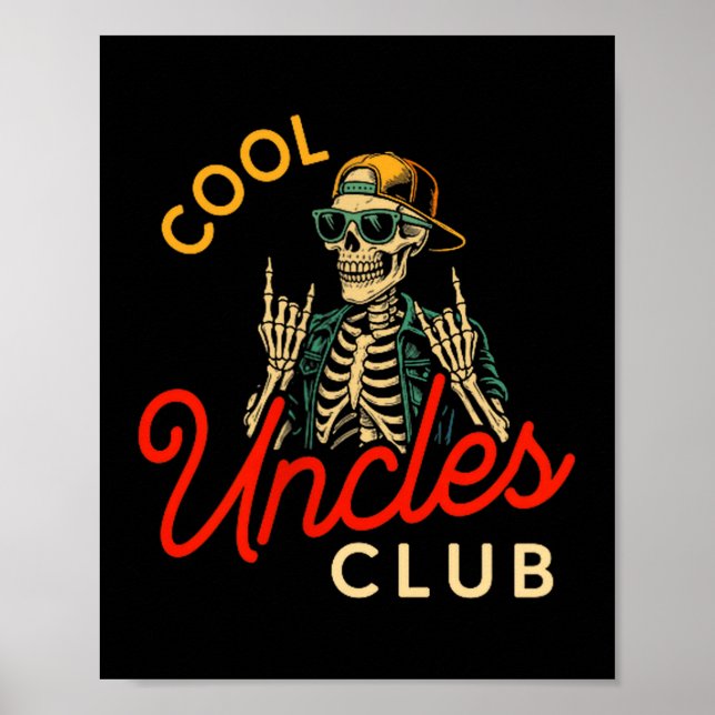 Poster Cool Uncles Club Shirt Funny Skeleton Retro Uncle  (Frente)