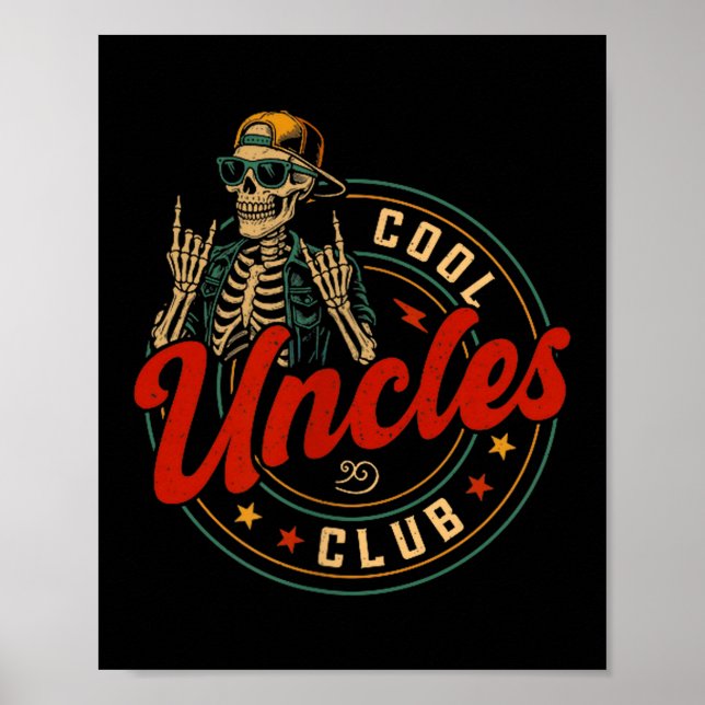 Poster Cool Uncles Club Shirt Funny Skeleton Uncle Men Fa (Frente)