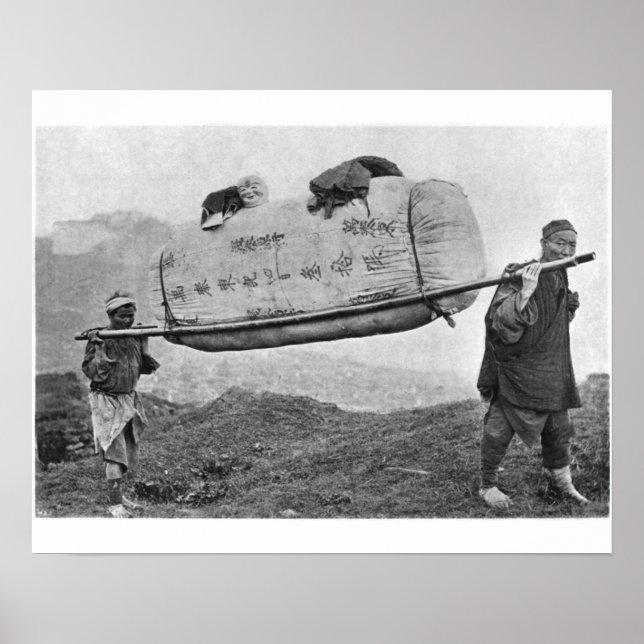 Pôster Coolies carrying cotton, 1901 (b/w photo) (Frente)