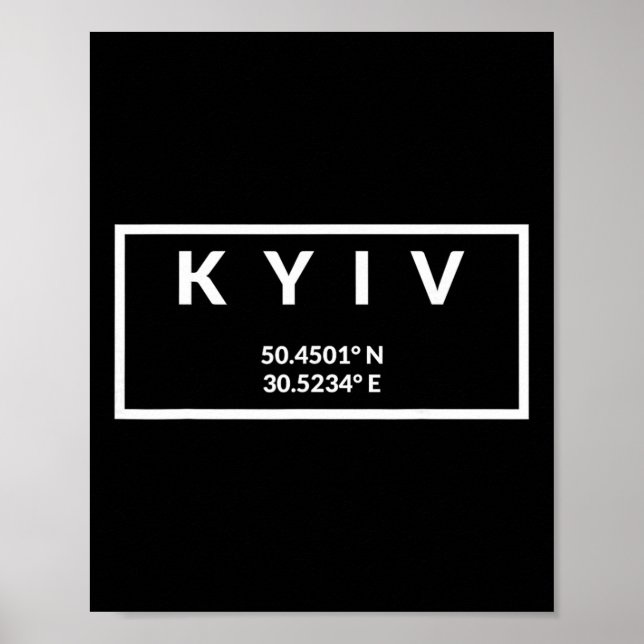 Poster Coordenadas da Capital da Ucrânia - Kyiv 1  (Frente)