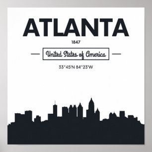 Pôster Coordenadas da cidade de Atlanta, Geórgia  