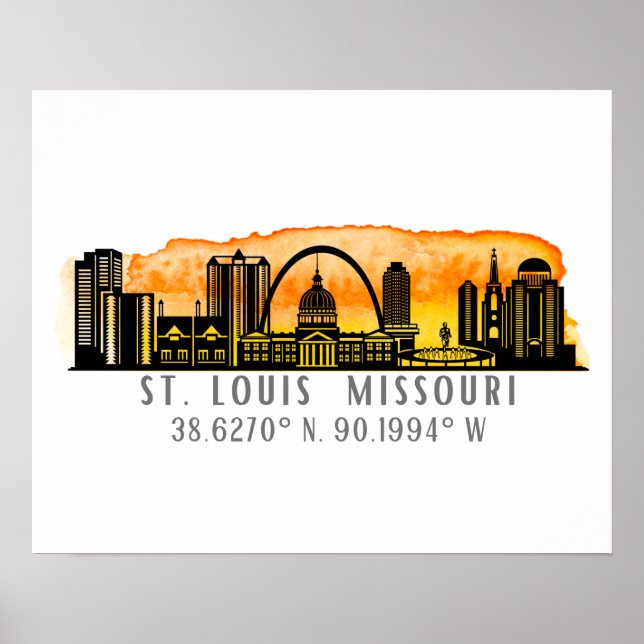 Poster Coordenadas do Mapa de Louis Skyline (Frente)