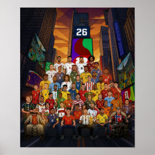 Poster Copa do Mundo 2026 Estrelas do Futebol Lendário Jo