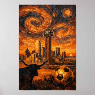 Poster Copa do Mundo Dallas Ember Sky 2026 Arte Expressio