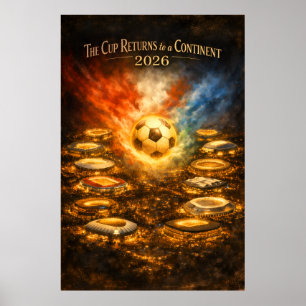 Poster Copa do Mundo Estádio Noturno Futebol 2026
