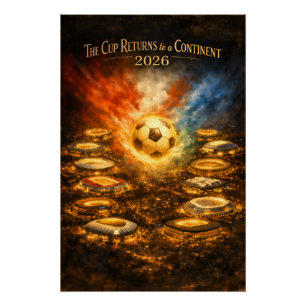 Pôster Copa do Mundo Estádio Noturno Futebol 2026