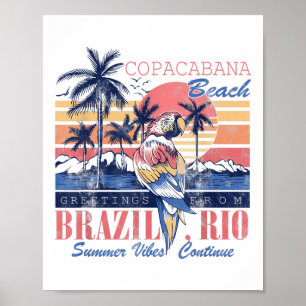Poster Copacabana Beach Saudações Brasil Rio Vibes