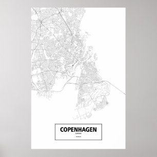 Pôster Copenhaga, Dinamarca (preto no branco)