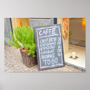Poster Copenhaga, Dinamarca, sinal da cafetaria
