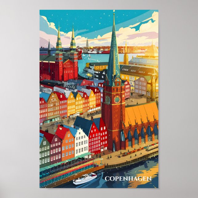 Poster Copenhagen Denmark Familiar Viagem (Frente)
