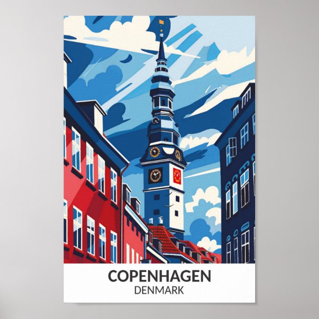 Poster Copenhague Dinamarca Arte Retro Viagem  (Frente)