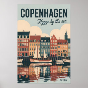 Poster Copenhague Dinamarca Paisagem Urbana Retrô Viagem