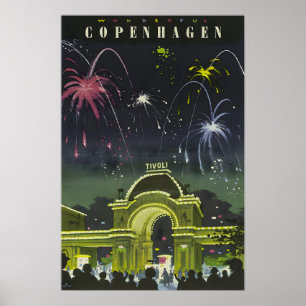 Poster Copenhague Pintura Dinamarca Cartaz de Viagem Dina