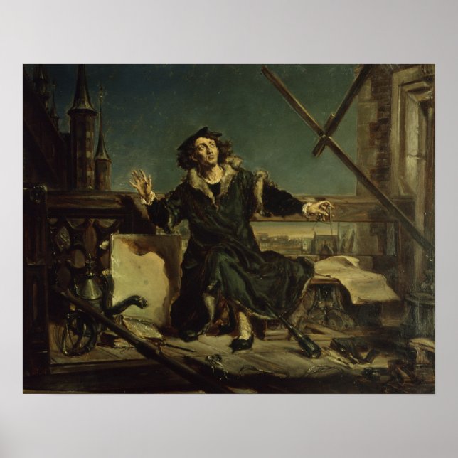 Pôster Copérnico na torre de Frombork (Frente)