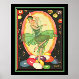 Poster Cópia 1928 de Deco Chiostri "party girl" 16x20