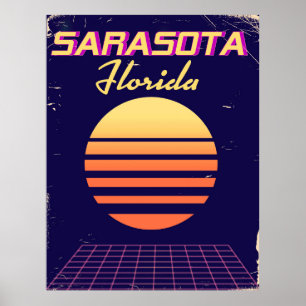 Poster Cópia das viagens vintage dos anos 80 de Sarasota