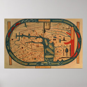 Pôster Cópia de um mappamundi do século VIII de Beatus