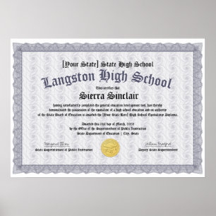 Poster Cópia do Diploma de Equivalência de Ensino Médio G