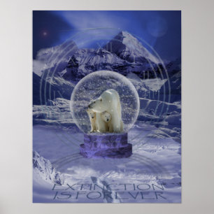Poster Cópia do globo da neve do urso polar