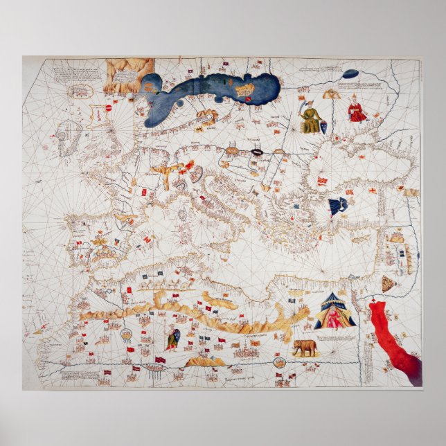 Poster Cópia do Mapa Catalão da Europa, Norte de África (Frente)