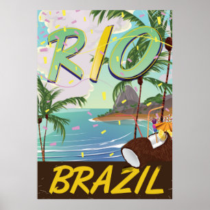 Pôster cópia retro do viagem de Rio de Janeiro Brasil