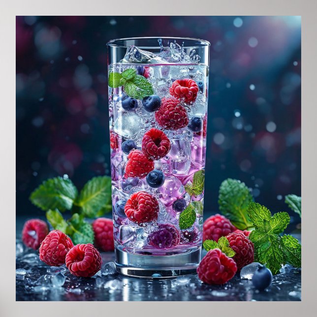 Poster Copo alto cheio de uma bebida refrescante (Frente)