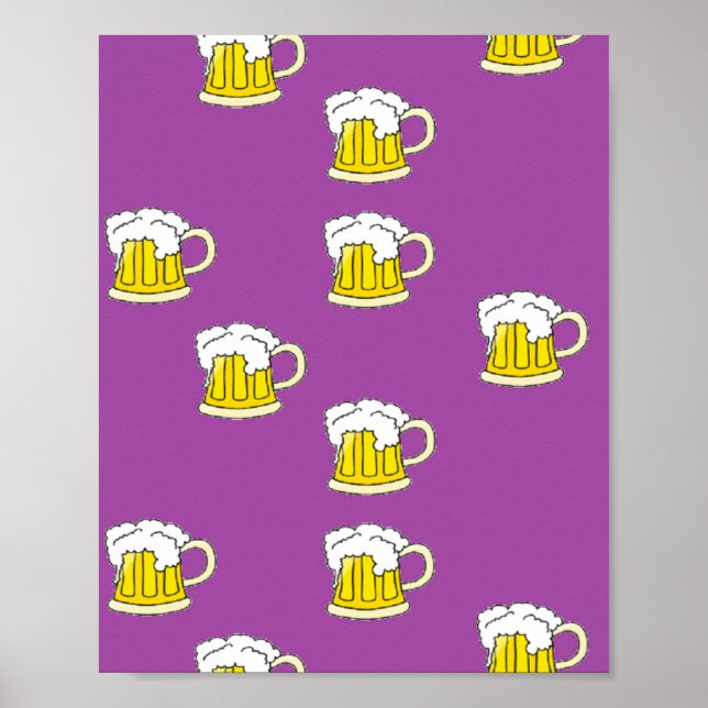 Poster Copo de cerveja espumante em roxo (Frente)