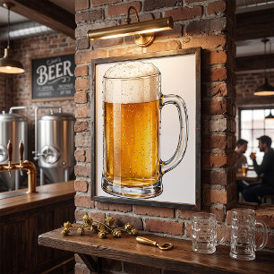 Poster Copo de Cerveja Fria Espumante Bebedor