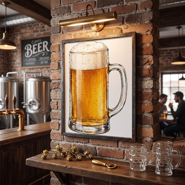 Poster Copo de Cerveja Fria Espumante Bebedor (Criador carregado)