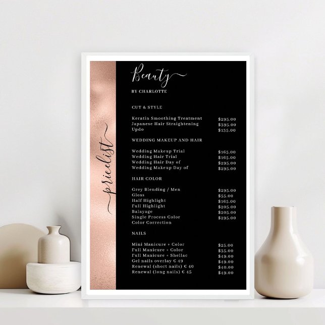Poster Copper Black Pricelist Salon (Copper Black Pricelist Salon Poster)