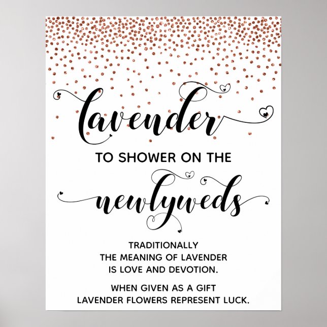 Poster Copper Confetti Hearts Chá com Sinal de Lavanda (Frente)